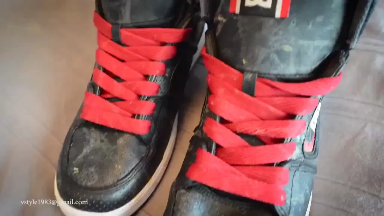 Treating my very spunked dc hi-tops with more of my cum with a massive 
