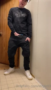 vstyle83 - Added some fresh cum on these black cargo pants i was wearing 