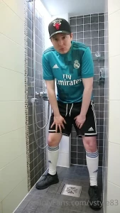 vstyle83 - Wet monday getting soaking wet in a shower while wearing my soccer 