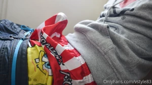 Low sag and rock hard cock on silky boxers part 4