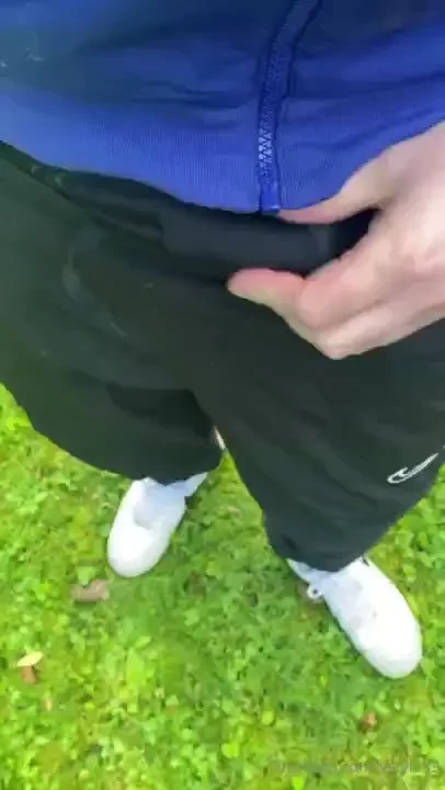 Wearing my nike windrunner pants amp coat and shooting a nice load on 