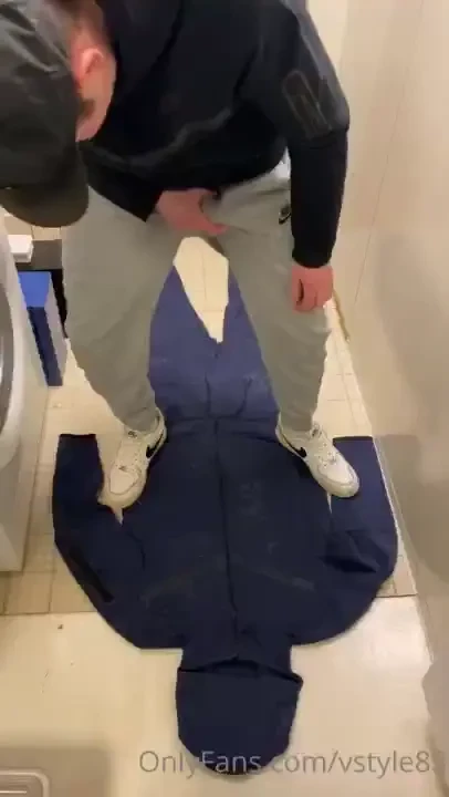 Nike tech cum rag on the floor and nike tech on me 