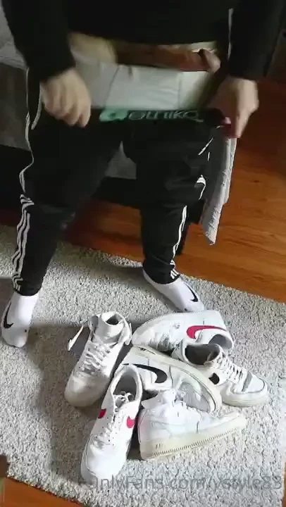 Shot some nice loads on my pile of nike air force 1 sneakers 