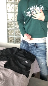 Sagging my jack amp jones jeans while jerking off and shooting my load