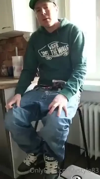 Sagging my baggy diesel jeans with silky boxers under jerking off and 