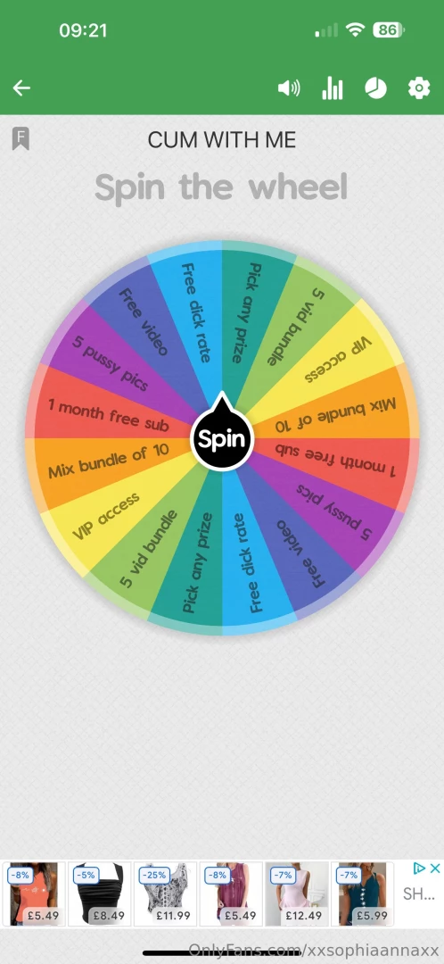 Spin the wheel - win every time tip 10 for one spin or 20 for 3 spins 
