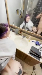 Banging in the bathroom pussy so good i made him cum twice once all