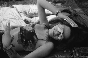 Cute black and white photo of me with an ice pack on my head cause a