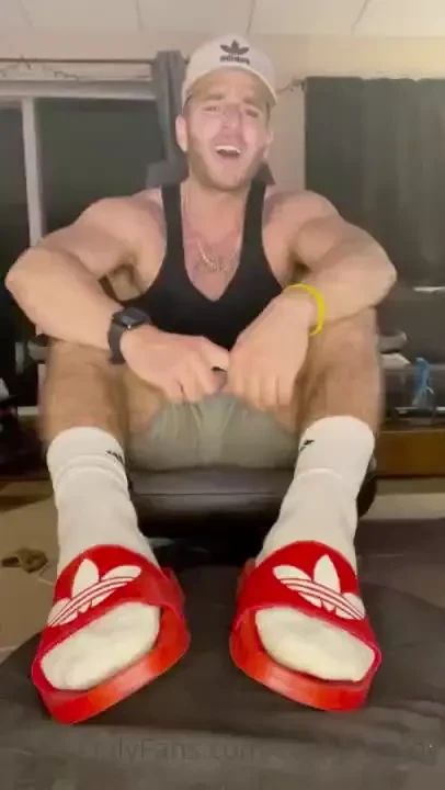 7 min foot worship troys wearing his new favorite adidas slides he 