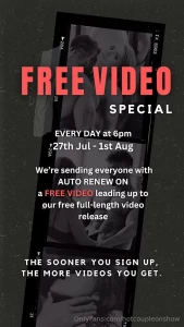 Special our free video is out on 1st of august but this month we re part 1