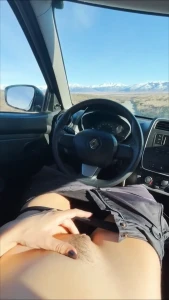 Just me alone in the front seat legs spread the whole park watching