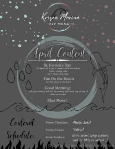 April content for my vip page 50 off for new subscribers