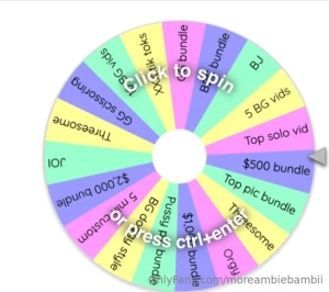 Ambie s december wheel spin 1 spin 5 3 spins 10 5 spins 15