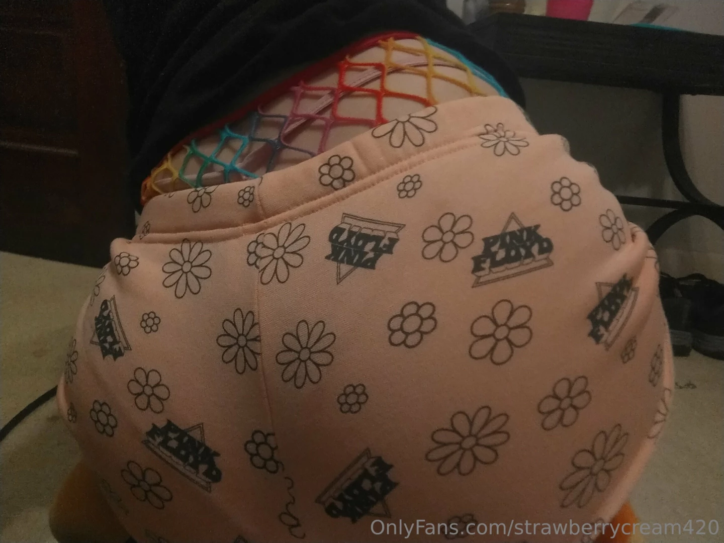 Tryna show off my rainbow outfit fuckin love pink floyd thigh highs part 3 