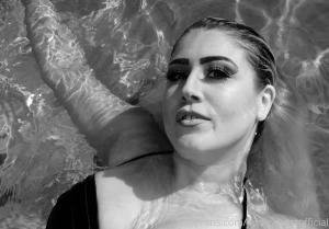 Black and white pool edit unlock for topless shot