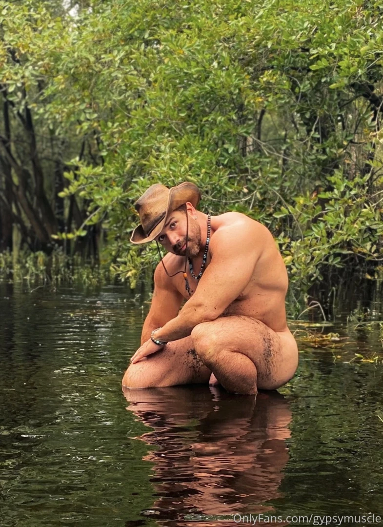 Just the tip skinny dipping in the creek 
