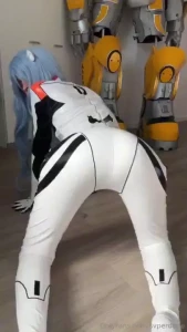 Doggy style rei in her oiled up latex suit i will make a full video