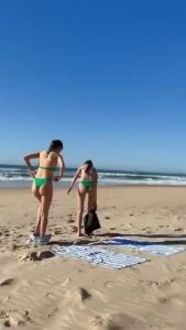 Working on our tan