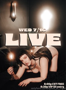 Going live tomorrow wednesday 8 16 free 8 00 pm cst 5 vip 8 30 pm cst