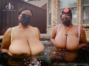 Four huge tits one small hot tub - watch me get friendly and initimate