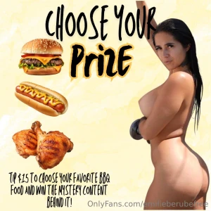 Choose your prize tip 15 and choose your favorite bbq food to win the