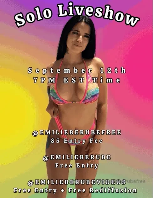 I ll be live on sept 12th be there i wont be live the week after i ll 