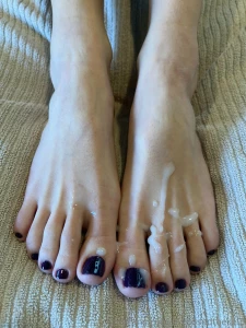 Dark plum toes covered in a nice white load just how i love it part 6