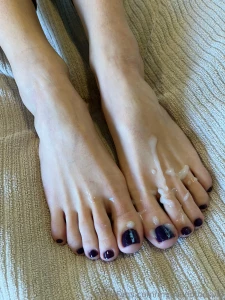 Dark plum toes covered in a nice white load just how i love it part 1