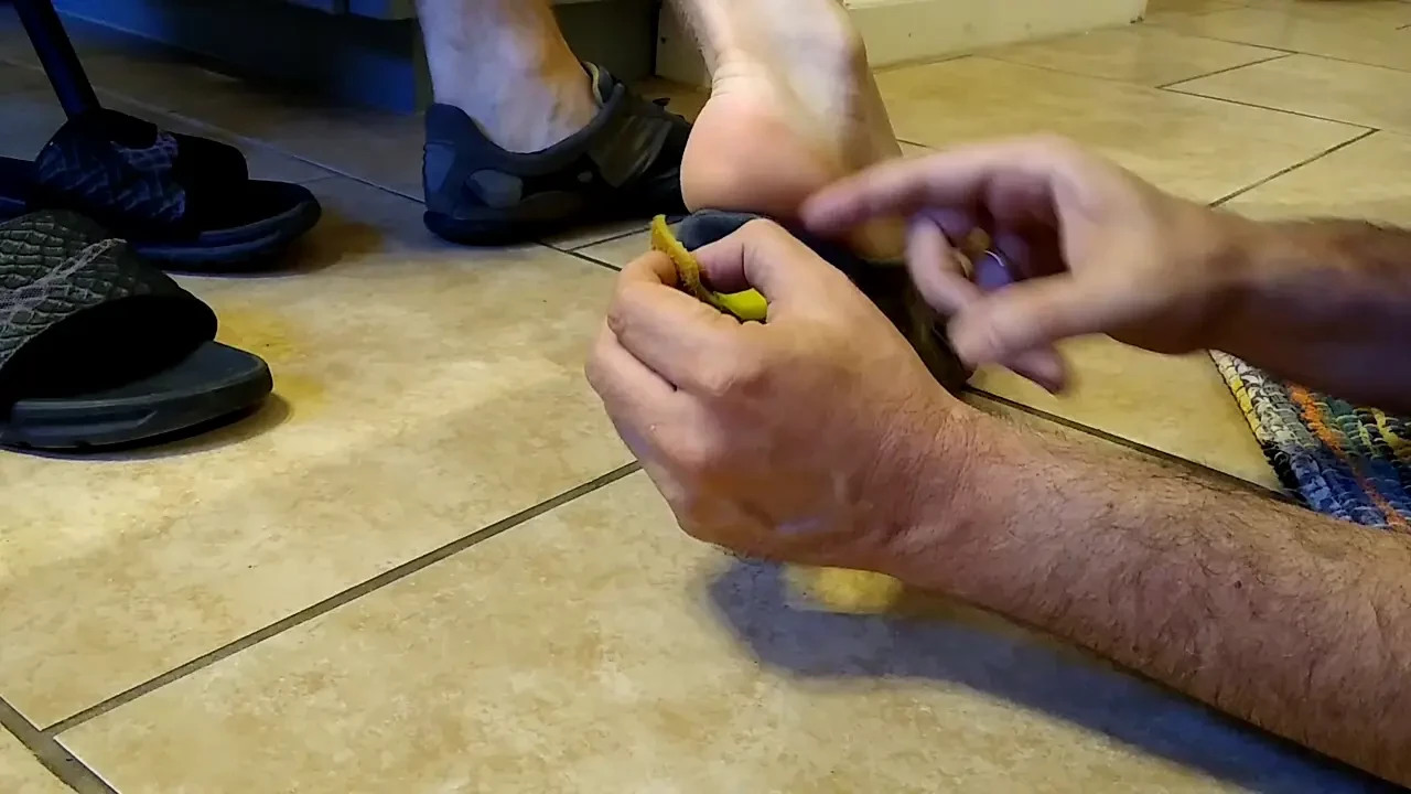 Kiwi put into my running shoes i ran a couple miles while sissy maid part 1 