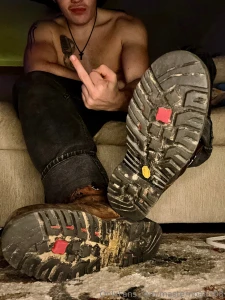 Dirty boot worship lick n clean the gristles of my work boots