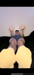 Master gives you a sweaty-socked footjob while teaching you how to