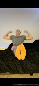 Noah gives you a footjob while buldge teasing you till he counts you