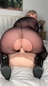 Watch me ride myself to orgasm in this sheer nylon body stocking where part 1