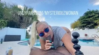 Sucking and slurping up whipped cream cock by the pool 4 49 minute 