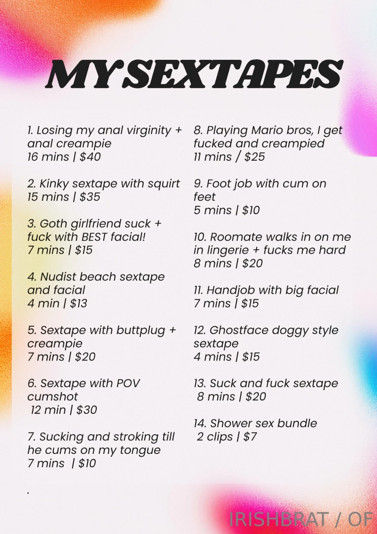 My full b g sextape menu tip 20 for 3 videos of your choice videos 1 