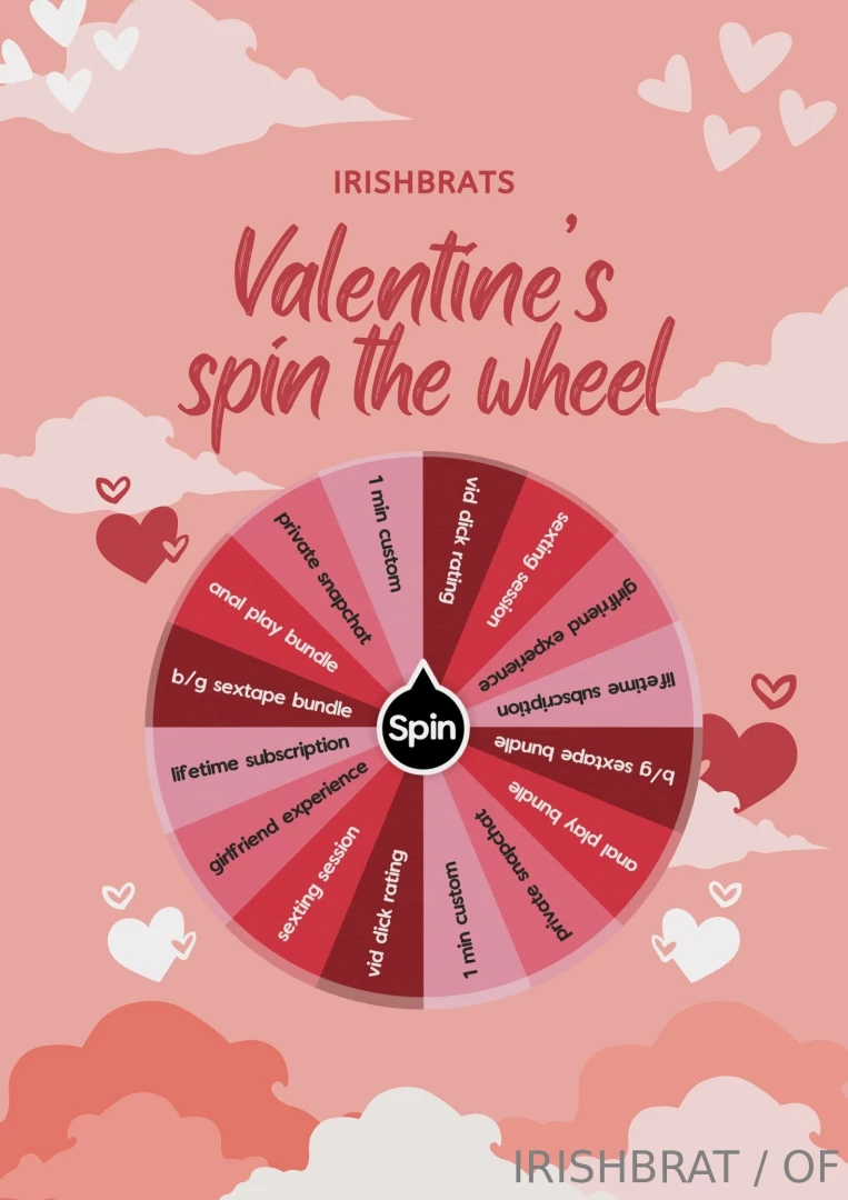 Valentines spin the wheel every spin wins prizes are worth 25 or more 
