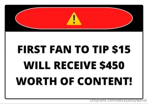 First fan to tip 15 will receive 450 worth of content premier fan tip