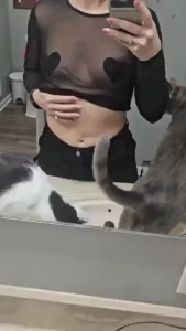 Trying on outfits for tomorrow