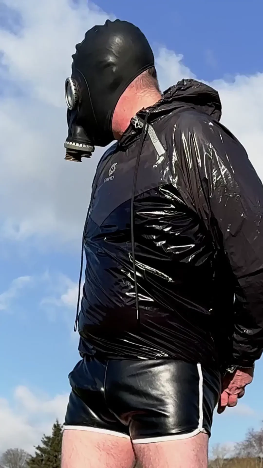 Who else takes handcuffs and a gas mask when they go for a walk 