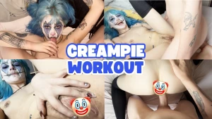 Double creampie workout calling all clown creampie lovers in this new