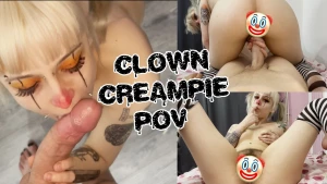 Clown couple pov creampie sex tape lay back and enjoy the hot sight of