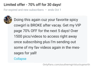 Head on over to my vip page sexycowgirlbabe where it s 70 off right