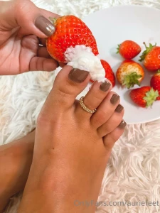 Who wants some chocolate toes with strawberries and cream