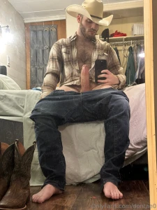 Cowboy boots are off and you can start at my feet boy