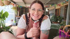 Oktoberfest barmaid blowjob 16m46s normally it s service with a smile