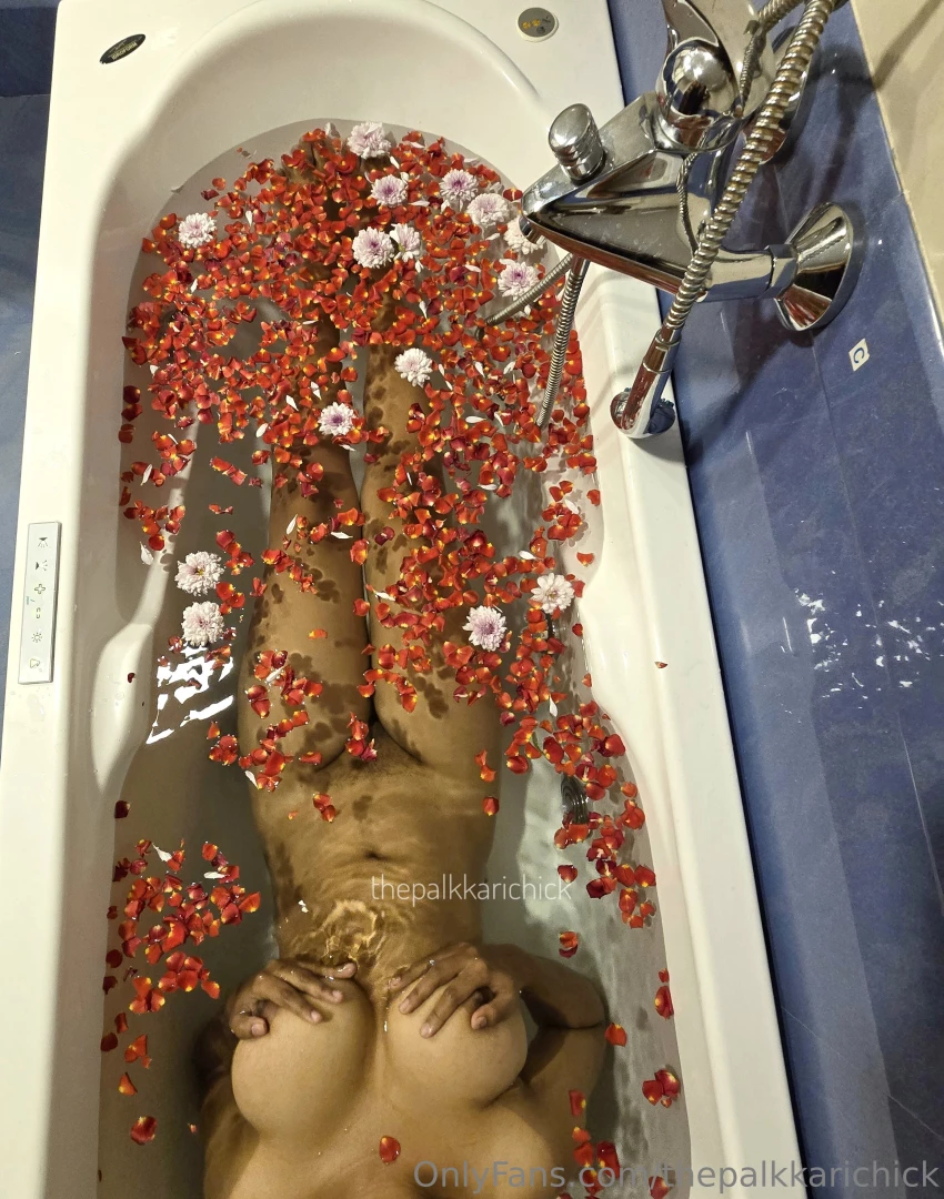 The tub clear water and the petals 5 6 