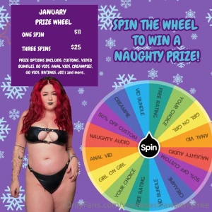 New month new prizes spin the wheel to win 11 - 1 spin 25 - 3 spins