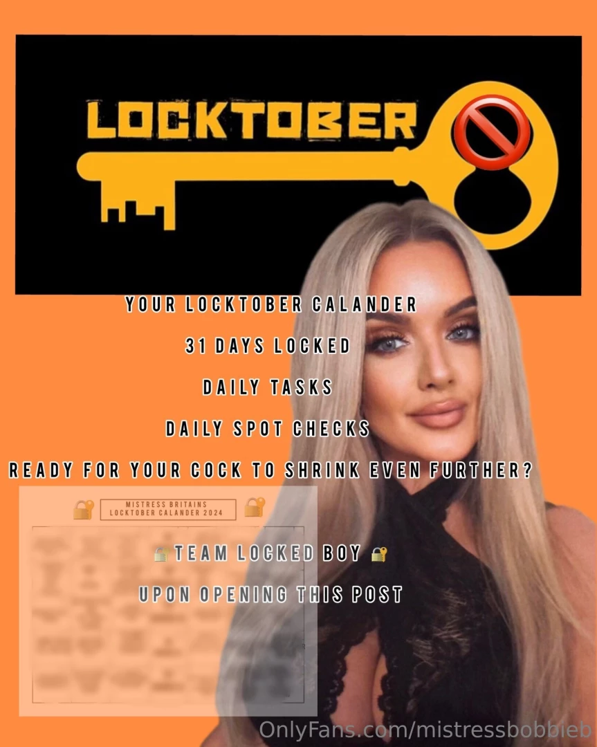 Locktober 2024 calander 31 days locked - daily humiliation tasks - 