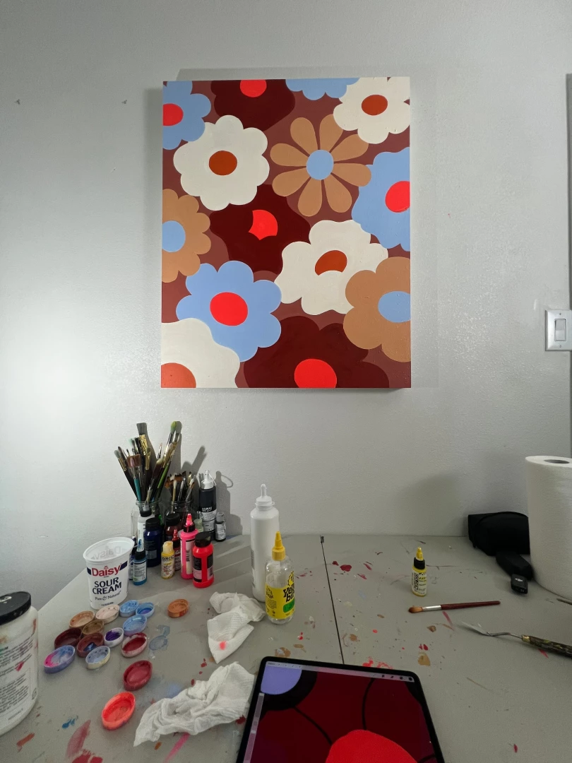 Sunday morning update the second painting in the flower series is well 