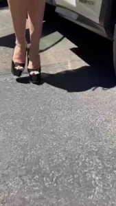 Sexy toes with black peep toe heels part 12